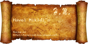 Havel Miklós névjegykártya